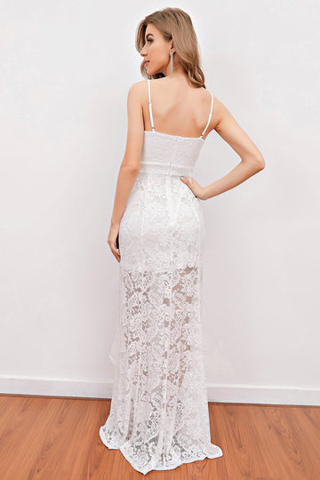 Vestido de noiva de praia de renda branca
